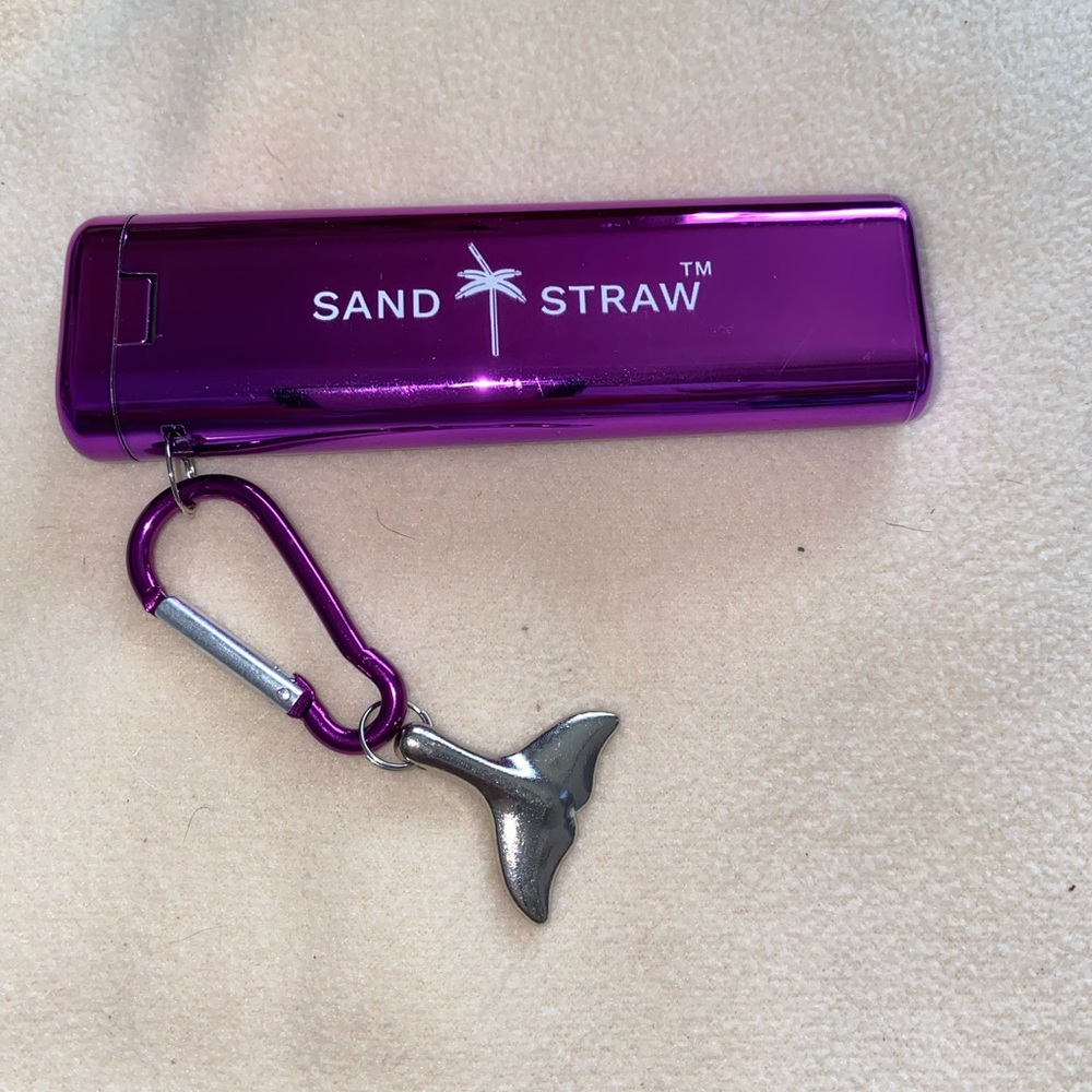 NWOT Faire Purple and Gold Sand Straw Set Keychain